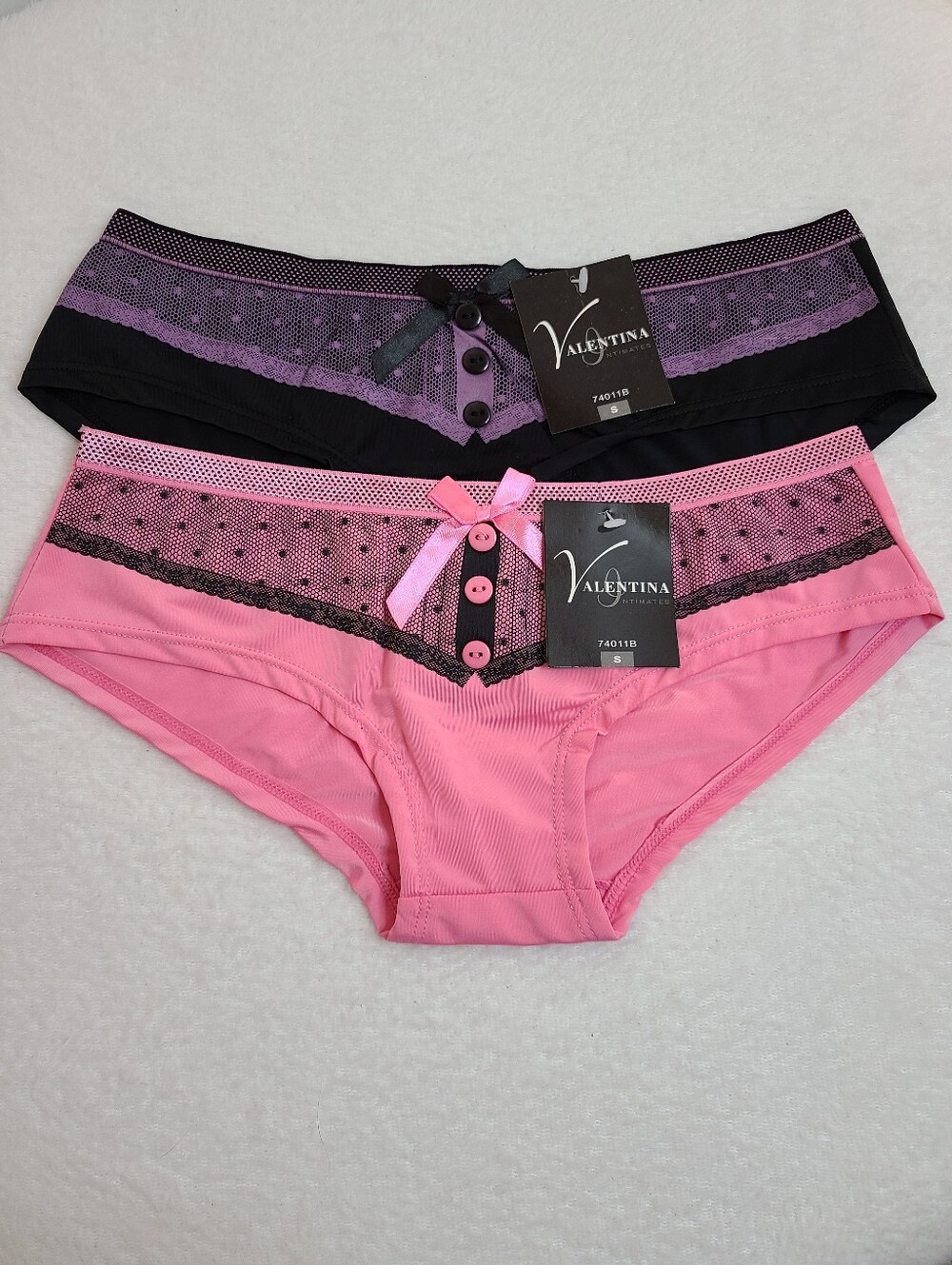 Y2K Valentina 2pk Smooth Microfiber Tuxedo Hipster Panties Size Sm